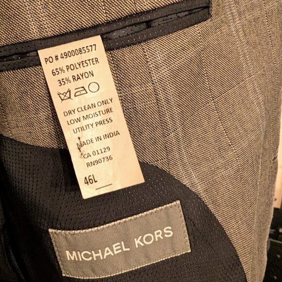 Mens Michael Kors Gray Blue Plaid Sports Blazer Jacket 46L NEW - Picture 10 of 10